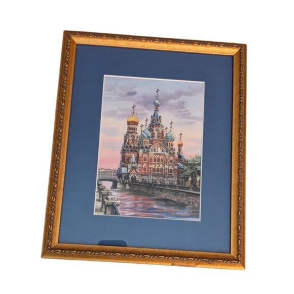 Framed Watercolor Painting Of Church of The Savior on Spilled Blood St. Petersbu - Picture 11 of 15